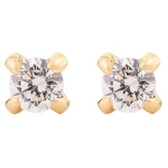 Certified Moissanite Solitaire Everyday Stud Earrings in 14k Solid Yellow Gold
