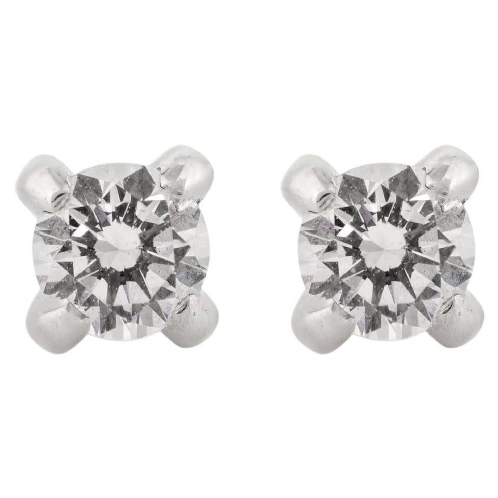 Handmade Moissanite Brilliant Solitaire Stud Earrings in White Gold for Her For Sale