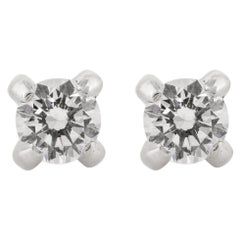 Handmade Moissanite Brilliant Solitaire Stud Earrings in White Gold for Her