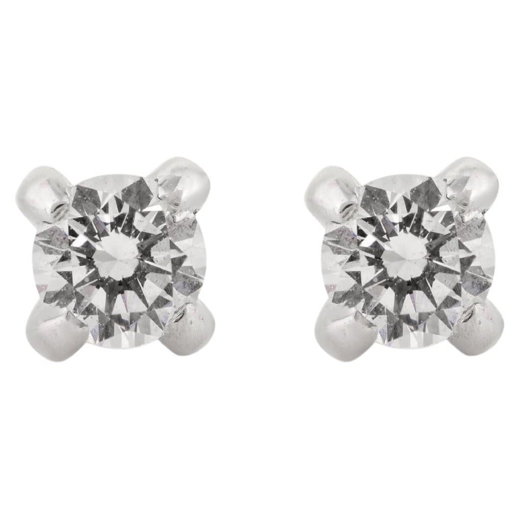 Round Cut Moissanite Prong Stud Earrings in Solid White Gold Jewelry for Her For Sale