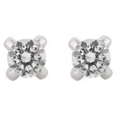 Round Cut Moissanite Prong Stud Earrings in Solid White Gold Jewelry for Her