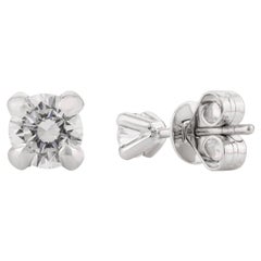 Fine 14k Solid White Gold Genuine Moissanite Stud Earrings Gift for Girlfriend