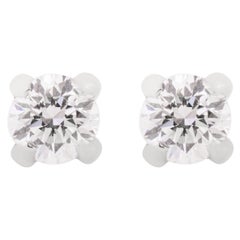 Boucles d'oreilles Moissanite Single Stone en or blanc massif 18k faites à la main pour elle