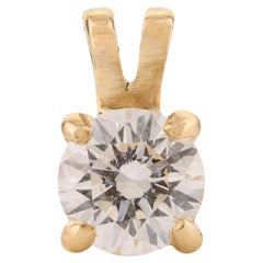 14k Solid Yellow Gold Moissanite Single Stone Pendant for Anniversary Gift