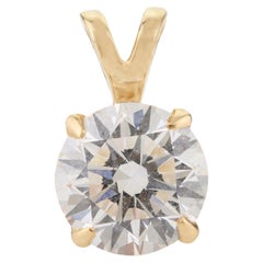 Moissanite Round Cut Stone Gold Pendant in 18k Solid Yellow Gold Gift for Mom
