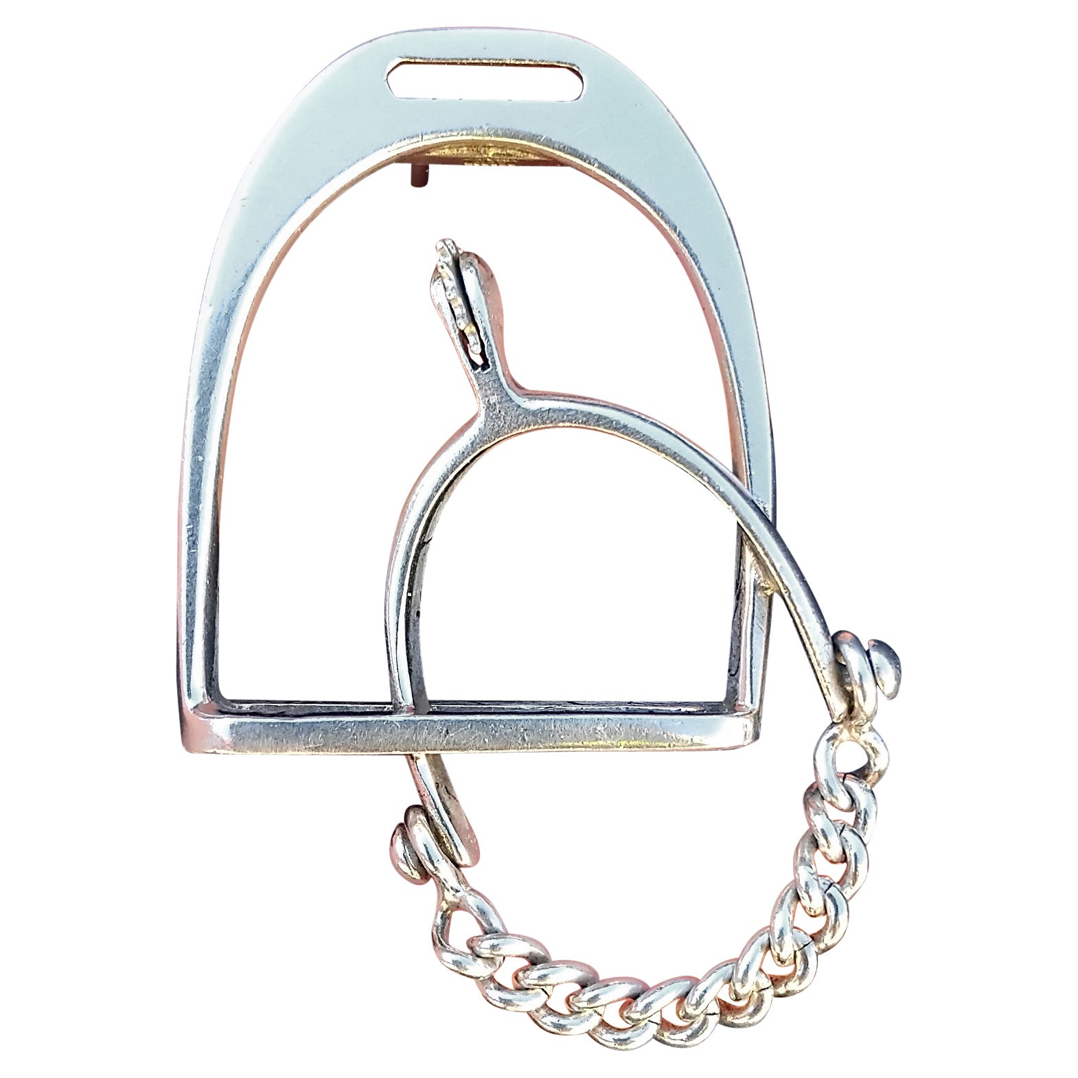 Hermès Stirrup and Spur Silver Brooch Equestrian Horse Texas