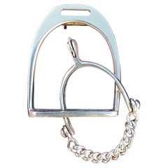 Broche étrier et éperon Hermès en argent Cheval équestre Texas