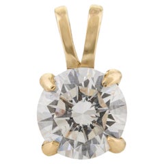 Moissanite Round Cut Solitaire Gold Pendant in 18k Solid Yellow Gold for Mom