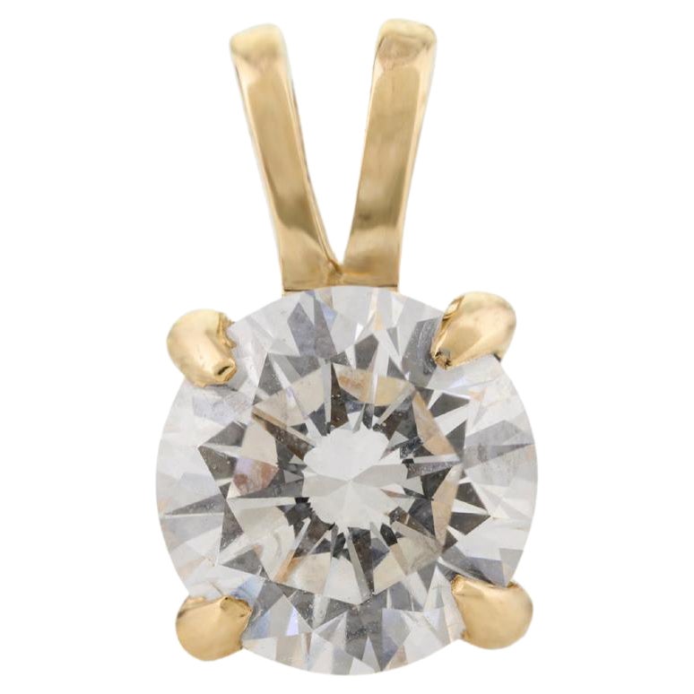 Round Moissanite Solitaire Pendant in 14k Solid Yellow Gold for Girlfriend Gift