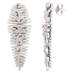 925 Silver Zircon Feather Partywear Dangle Earrings Fashion Jewelry for Mom Gift