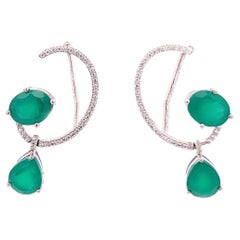 Pendientes puño de circonita verde en plata de ley 925 Regalo para mamá Joyas