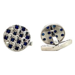 Boutons de manchette anciens à carreaux en argent sterling 925