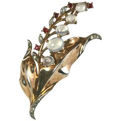 Vintage Trifari Alfred Philippe Sterling Lilly of the Valley Brooch