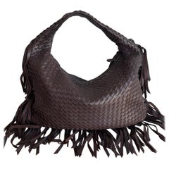 Bottega Veneta Veneta Fringed Hobo Large Black 47cm Lambskin Leather