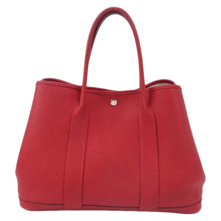 Hermes Garden Party 36 Red Calfskin Leather Handbag 2015