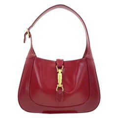 Gucci Jackie 1961 Small Burgundy Red Leather Bag with Adjustable Strap