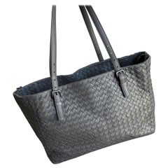 Bottega Veneta Cesta Shopper Tote Nappa Intrecciato Leather Grey Small