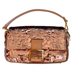 Fendi Baguette Glitter Sequins Paillettes Vitello Grace Sex & the City Baby Pink