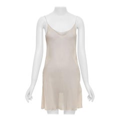 OSCAR DE LA RENTA P21 nude sheer 100% silk mini slip dress US2 S