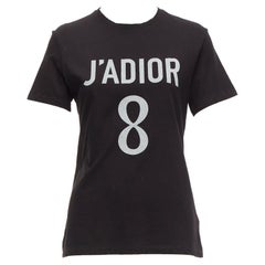 DIOR J'adior 8 black logo distressed screen print fitted tshirt XS