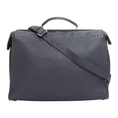 FENDI Peekaboo black topstitch selleria monster eye crossbody briefcase