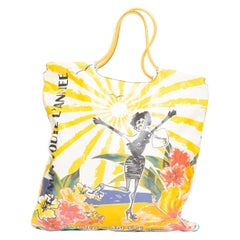LANVIN 2009 yellow toute lannee print laminated canvas tote bag