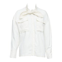 C.I.C. Crema - Camicia con collo a farfalla e tasche impunturate M. I. M.