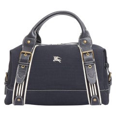BURBERRY Blue Label schwarzes Logo gestreifte Canvas Tasche mit oberem Griff