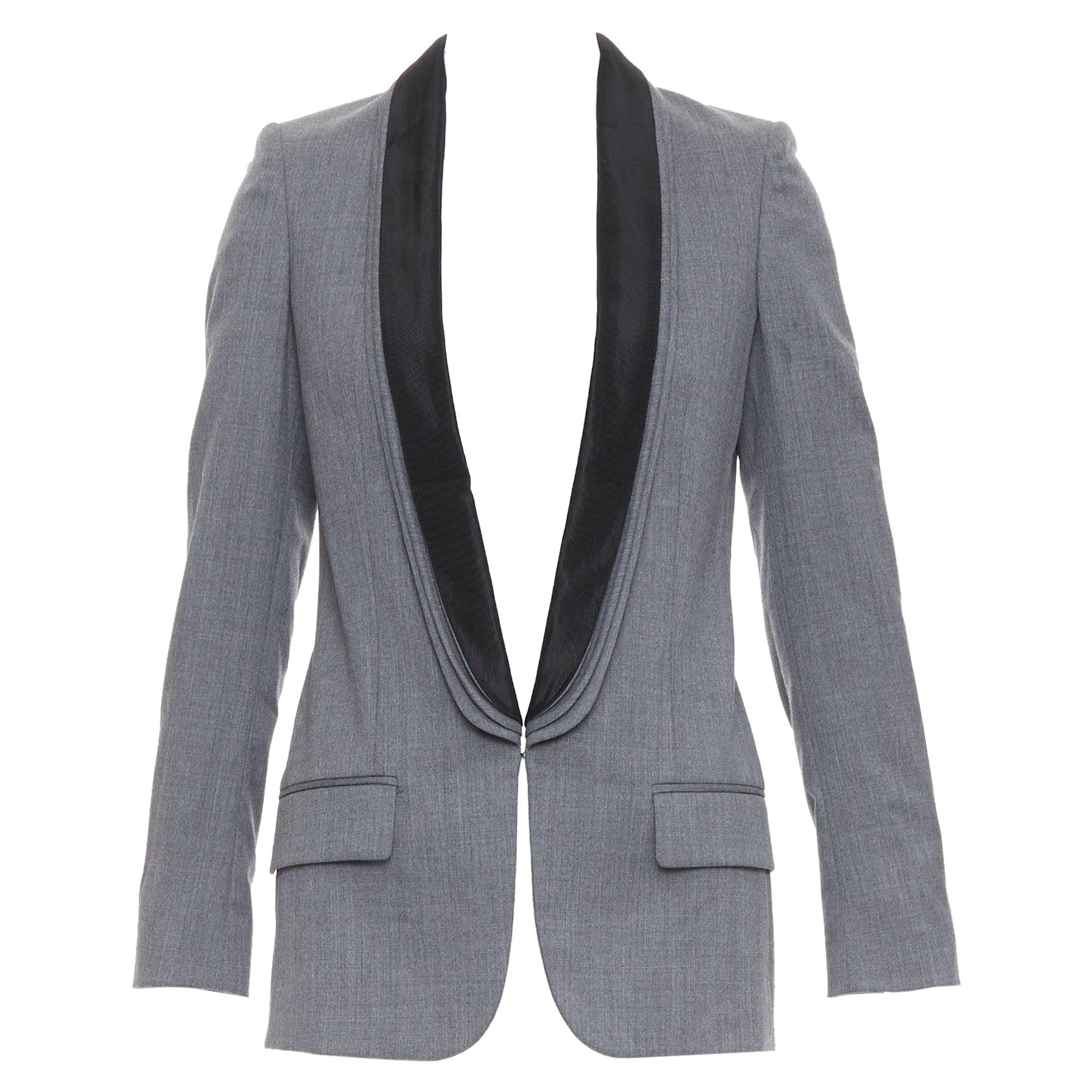 STELLA MCCARTNEY 2011 gris 100% lana solapa triple capa blazer IT36 XXS