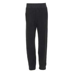 BOTTEGA VENETA black cotton waist band heavy cotton wide leg sweat pants IT48 M