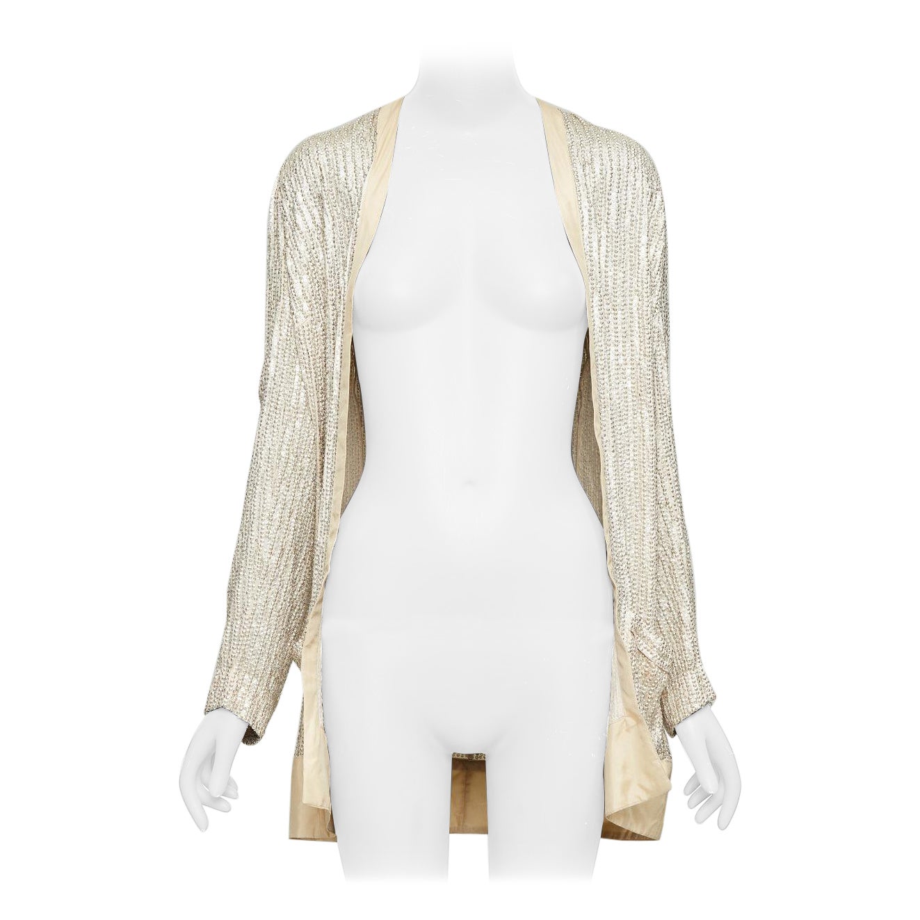 Balenciaga 2006 crema giacca piatta impreziosita da paillettes FR38 M in vendita