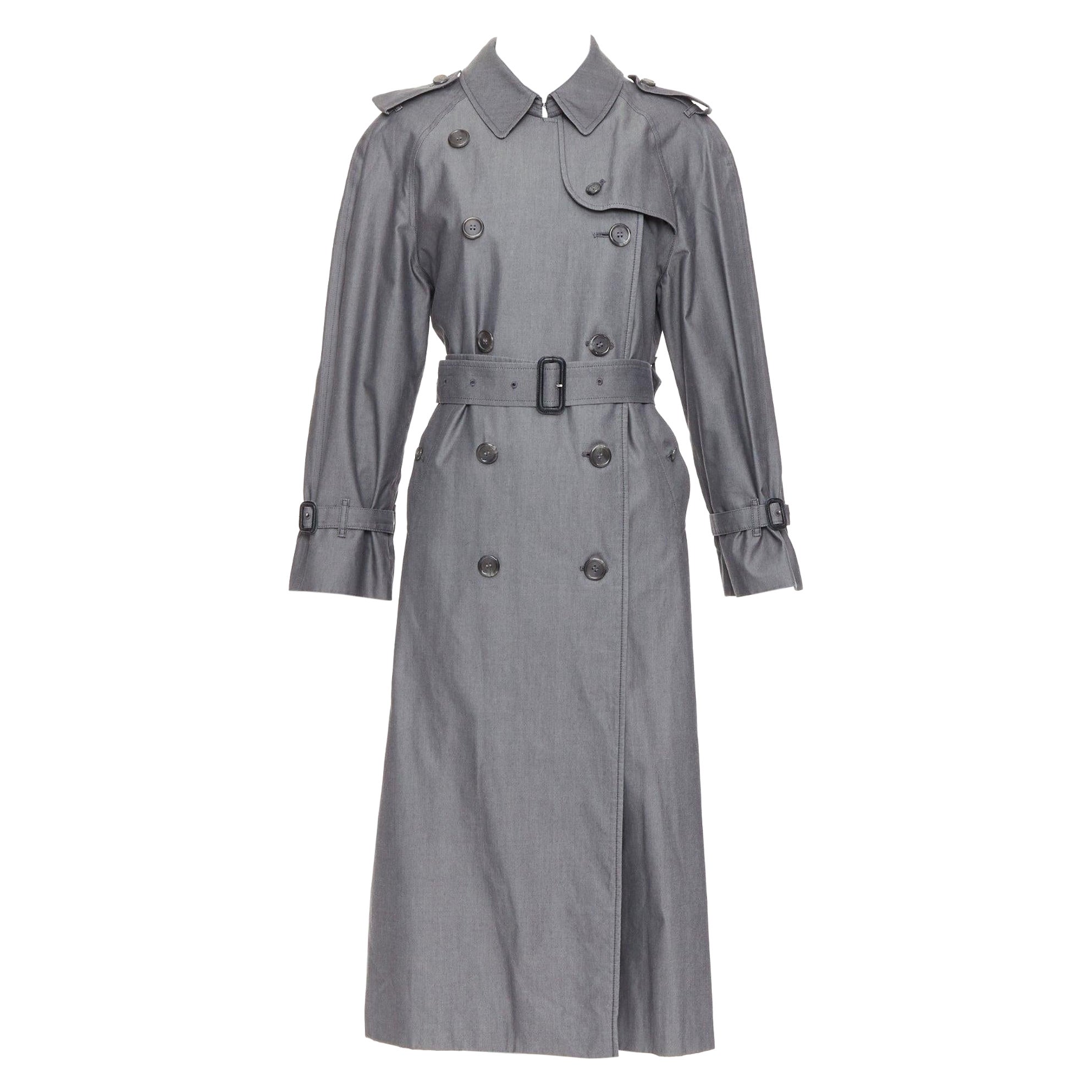 BURBERRY Vintage Made To Measure grey cotton trench coat UK12 L For Sale
