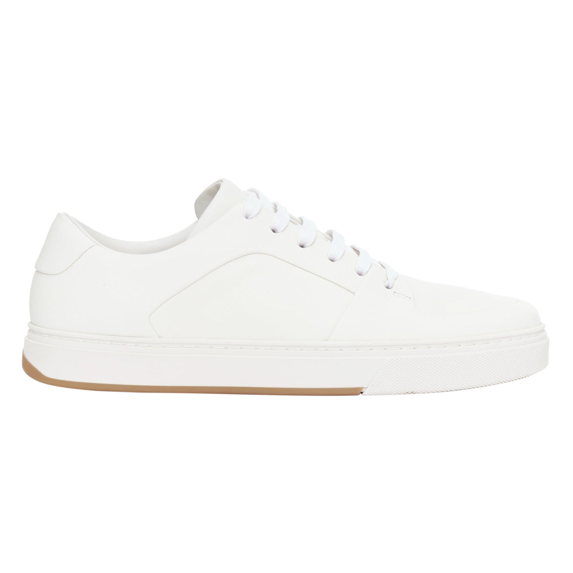 BOTTEGA VENETA white leather minimal lace up sneakers EU39 For Sale
