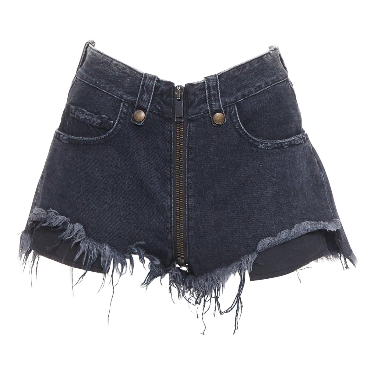 UNRAVEL PROJECT graue Baumwolle Ziparound abgeschnitten weit ausgestellte Shorts 25"