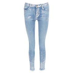 FRAME Le Skinny de Jeanne jean bleu enduit d'argent métallique 25"