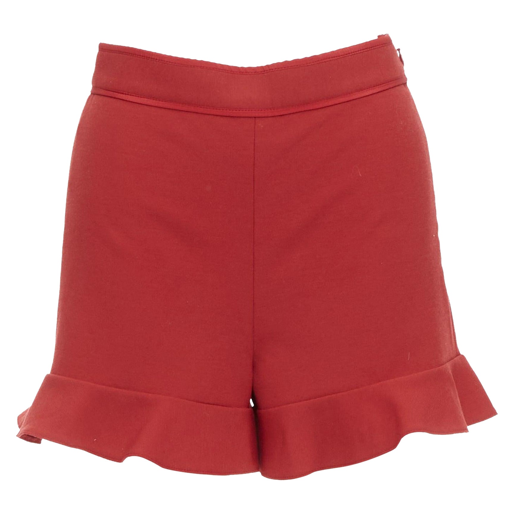 RED VALENTINO red ruffle hem high waisted shorts IT38 XS