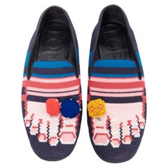 LOEWE Toe Ring blue multicolor anagram knitted embellished loafers EU38
