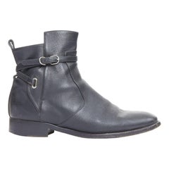 BALENCIAGA Papier Chelsea black leather silver buckles jodphur boots EU38