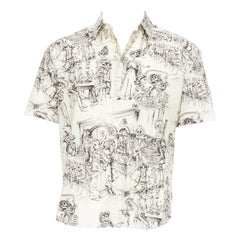 SAINT LAURENT 2018 Creme Skelett westlichen Partei Druck hawaiianischen Hemd FR38 XS