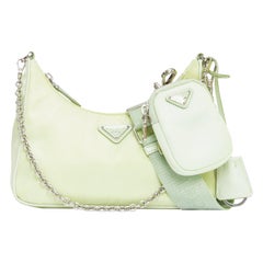 PRADA Re-edition 2005 Re-nylon Trio sac à bandoulière en nylon vert menthe