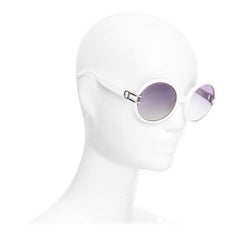 CHRISTIAN DIOR Josephine1 VK6VK Weiß Silber D-Logo ovale Sonnenbrille
