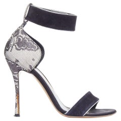 NICHOLAS KIRKWOOD sandalias superpuestas de ante negro y encaje gris EU36