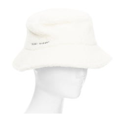ISABEL MARANT Denji ecru alpaca virgin wool blend teddy logo bucket hat