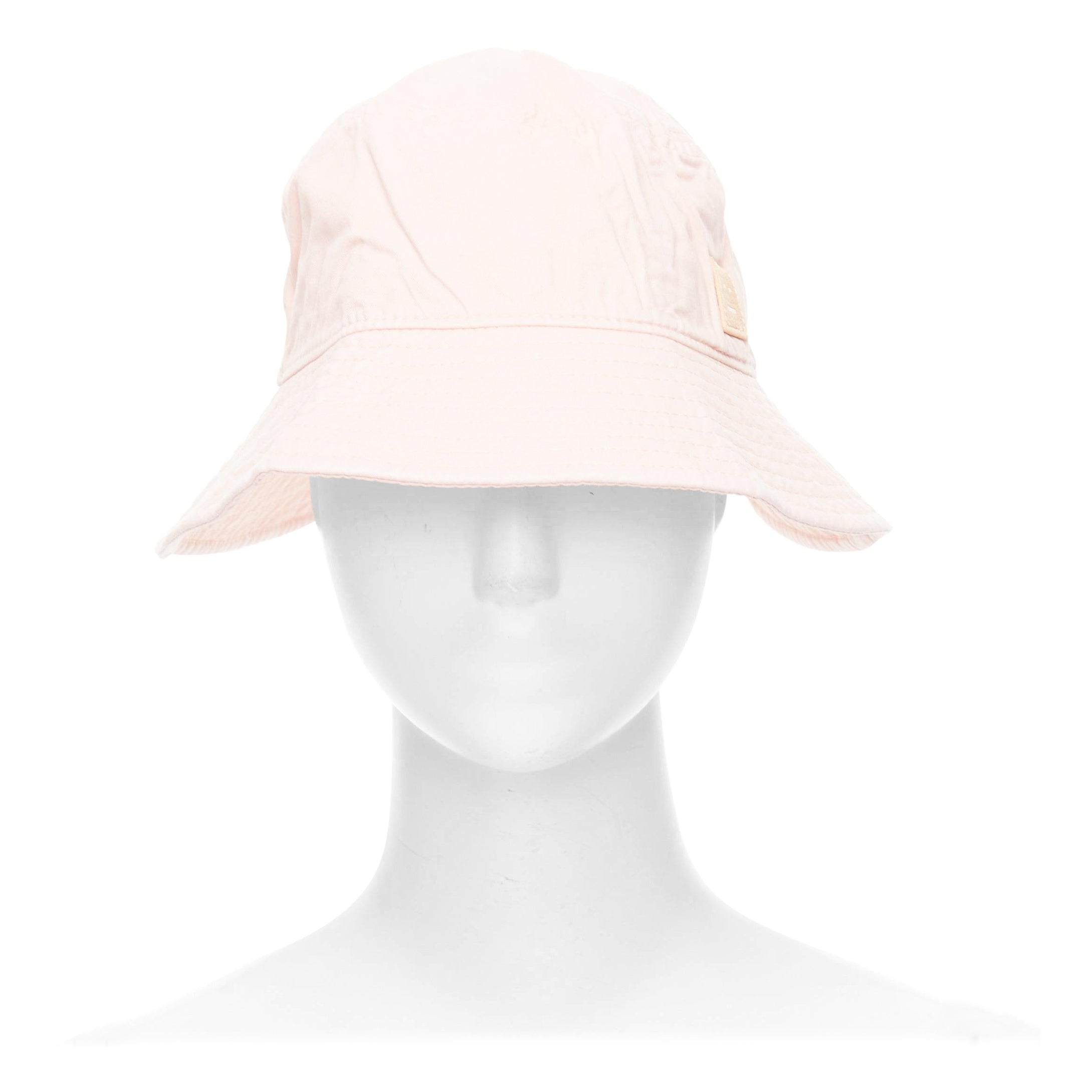 ACNE STUDIOS Pansy Face pink cotton orange smiley bucket hat 59cm For Sale