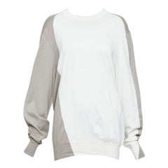 HERMES maglione beige bianco cotone cashmere colorblocked crew XL