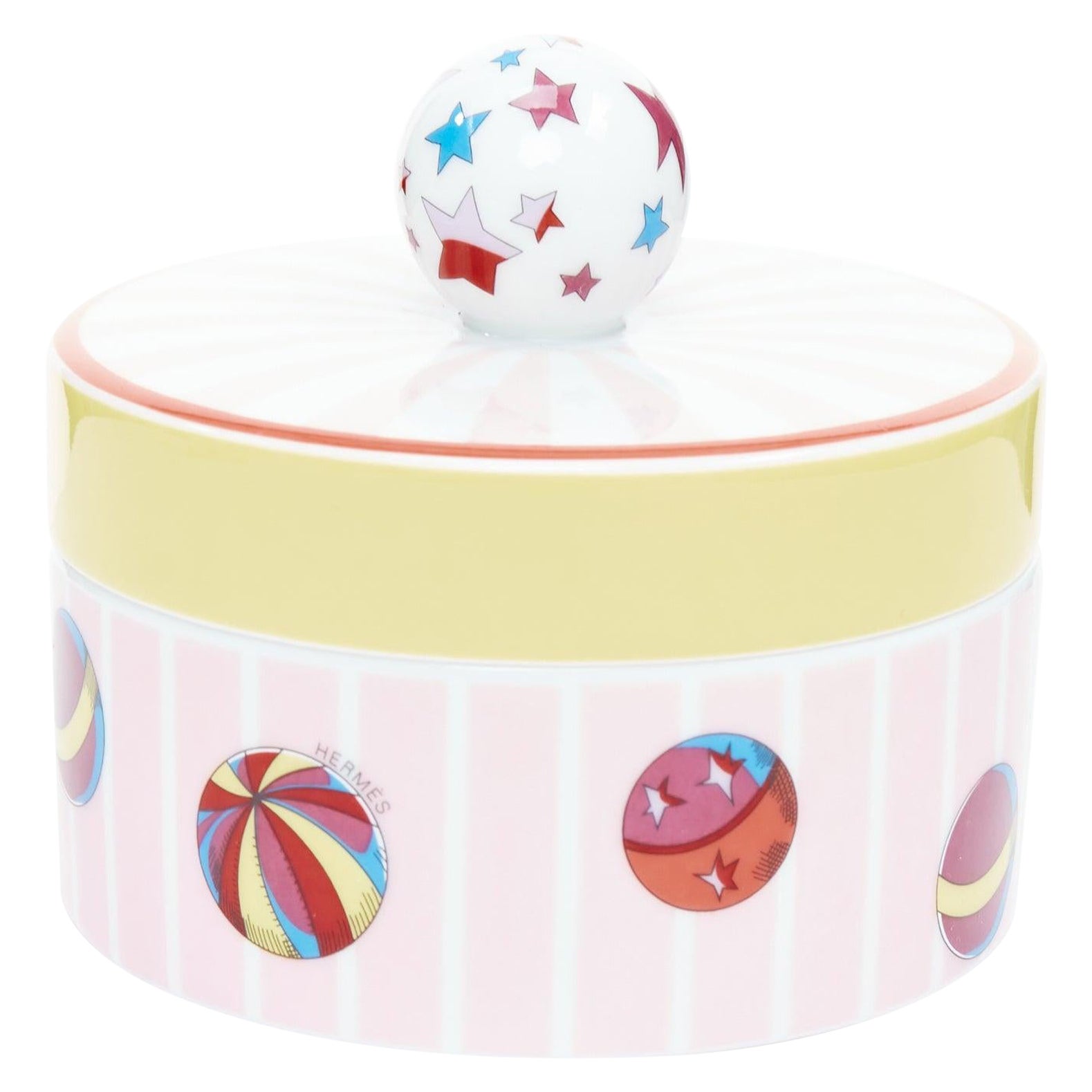 RHERMES Circus Round Box pink yellow white star balls porcelain container