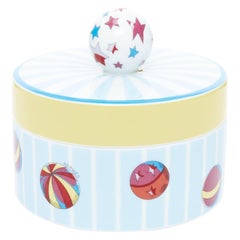 RHERMES Circus Round Box blue yellow white star balls porcelain container