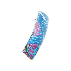 Broche de pelo HERMES Eclipse PM Wild Singapur azul multicolor con estampado de seda