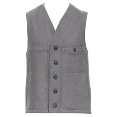 CHRISTOPHE LEMAIRE chaleco chaleco gris lana virgen algodón cinta enlazada Sz3