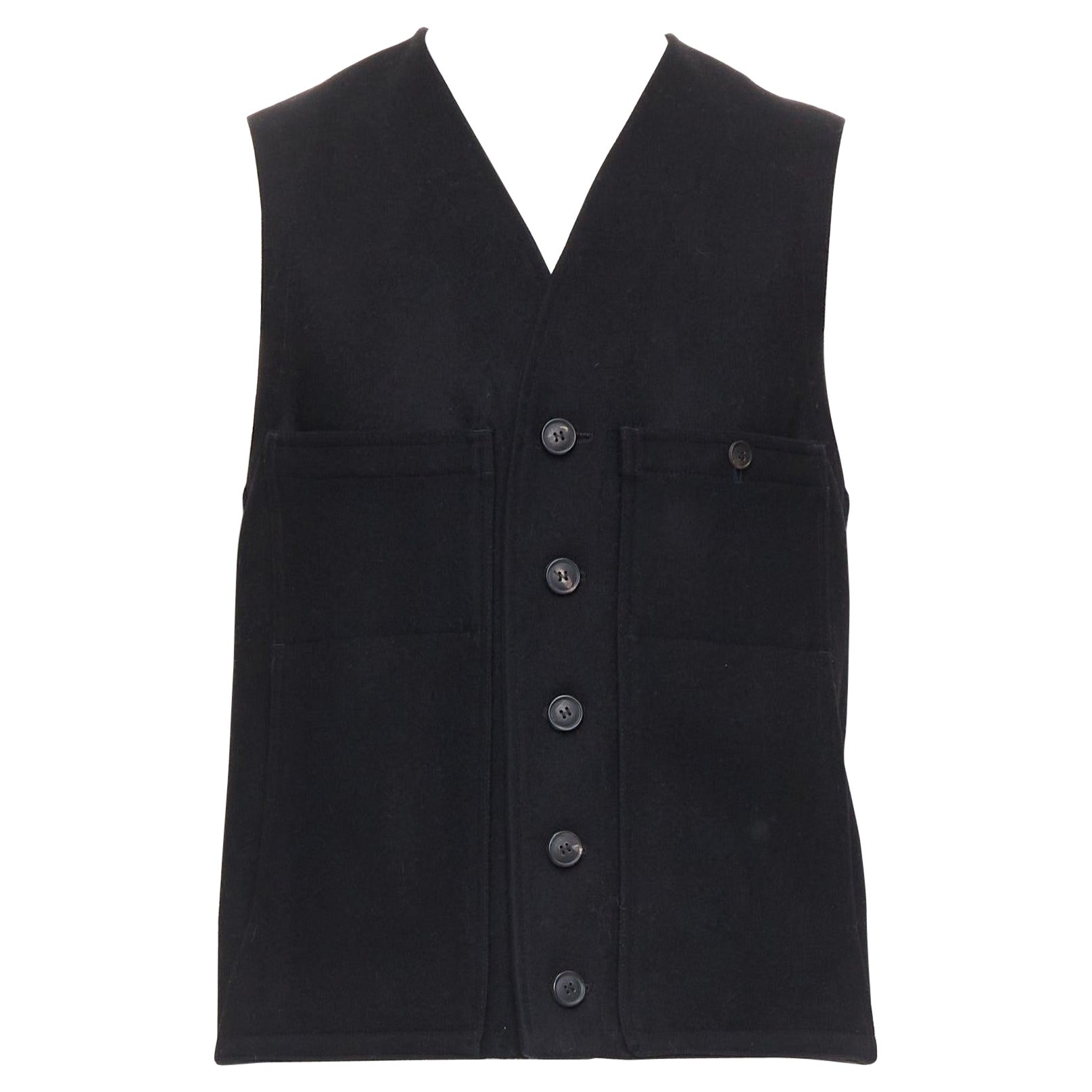 CHRISTOPHE LEMAIRE chaleco negro de algodón 100% lana virgen Sz3